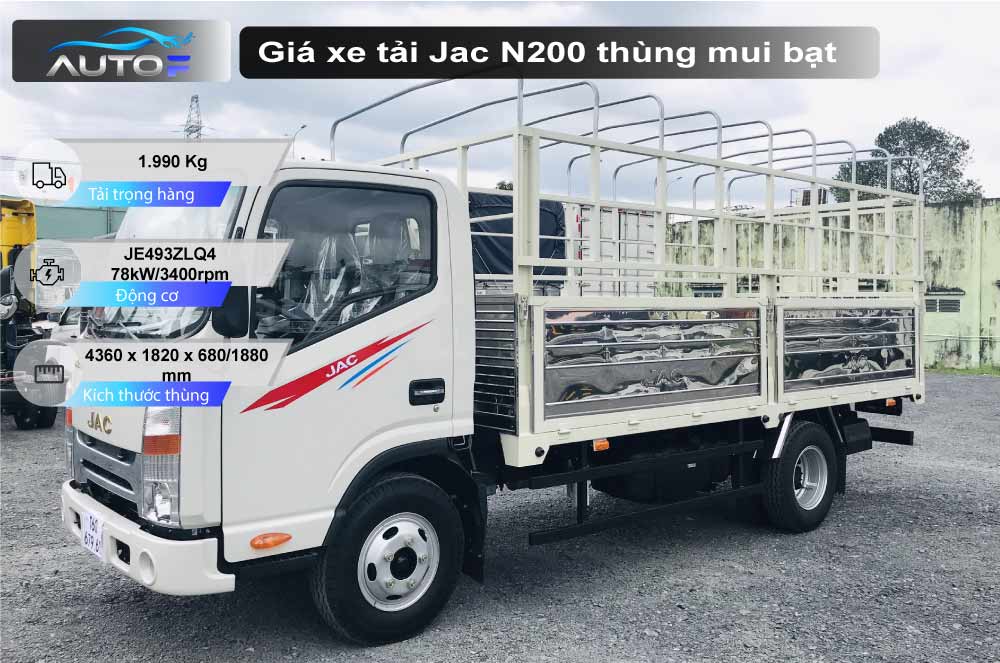 Giá xe tải Jac N200 thùng mui bạt (1.99 tấn)